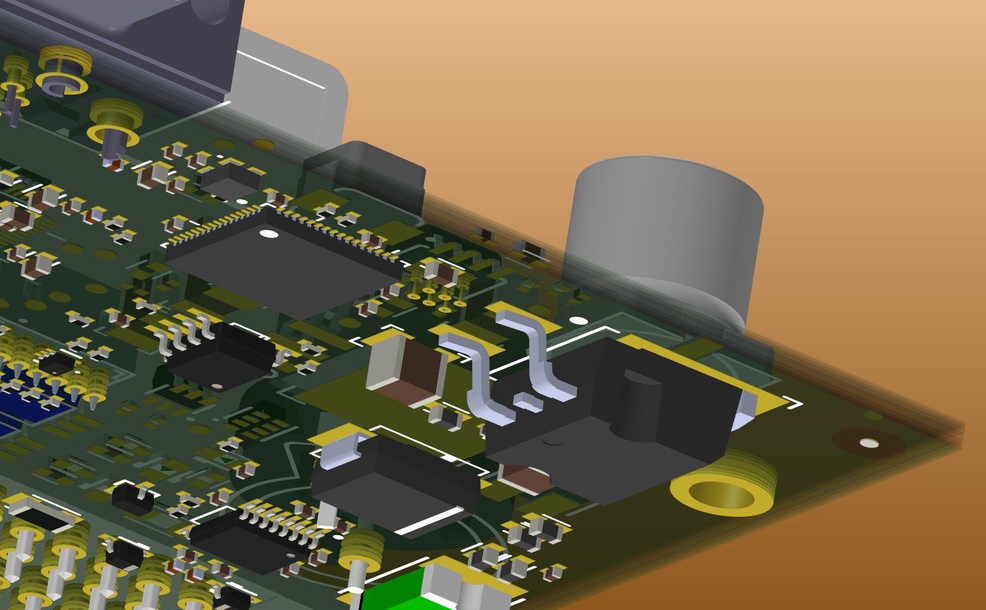 3D-avec vue par transparence du PCB